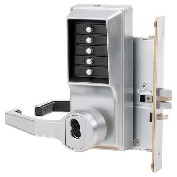 Mortise Combination Lever Lock, Key Override, Lockout, Sargent LFIC Prep, Less Core, Satin Chrome, Dormakaba, Mfr#: L8146R-26D-41