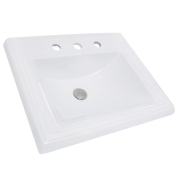 23 Inch Rectangular Drop-In Ceramic Vanity Sink, Nantucket Sinks, Mfr#: DI-2418-R8