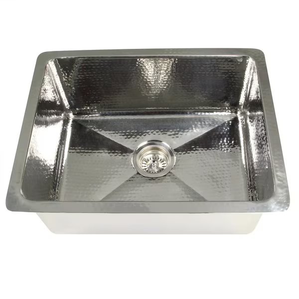 23 Inch Hammered Stainless Steel Rectangle Kitchen/Laundry Sink, Nantucket Sinks, Mfr#: KSSH2318-9