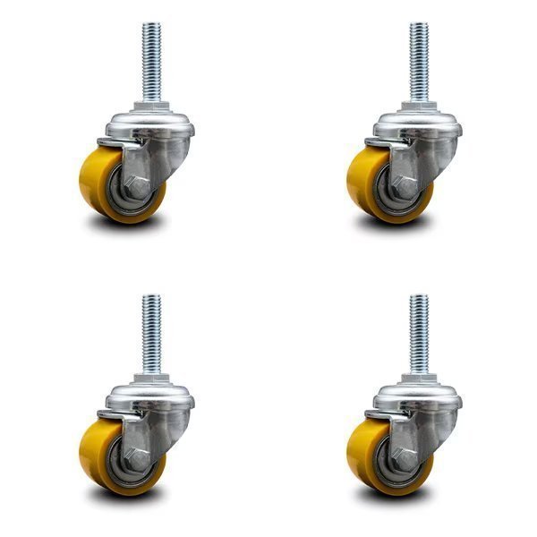 Low Profile Polyurethane 35mm Wheel 5/16 Inch Threaded Stem Caster SCC, 4PK, Service Caster, Mfr#: SCC-TS04S13810-PUB-5161815-4