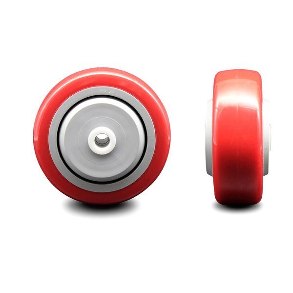 SCC - 3.5" Red Poly on Polyolefin Wheel Only - 3/8" Bore - 300 lbs Capacity, Service Caster, Mfr#: SCC-PPUB3514-RED