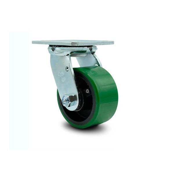 4 Inch Green Poly on Cast Iron Swivel Caster with Ball Bearing and Swivel Lock, Service Caster, Mfr#: SCC-30CS420-PUB-GB-BSL