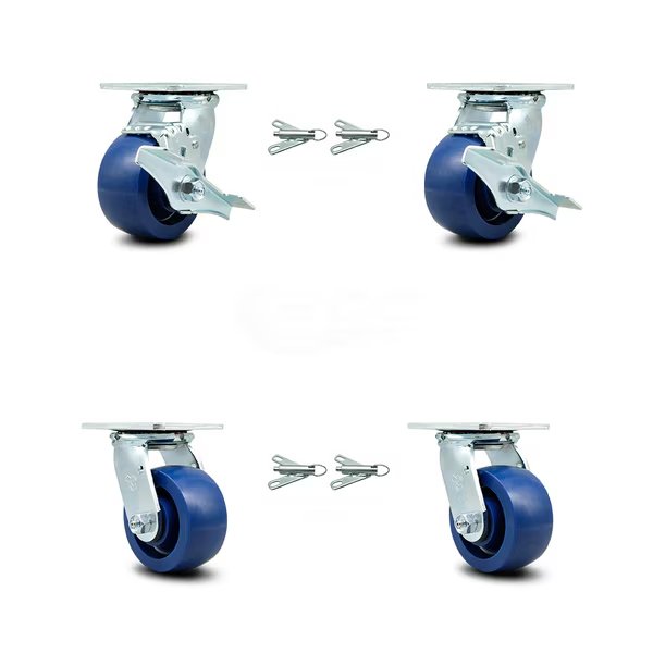 4 Inch Solid Polyurethane Caster Set with Ball Bearings 4 Swivel Lock 2 Brake, Service Caster, Mfr#: SCC-30CS420-SPUB-TLB-BSL-2-BSL-2