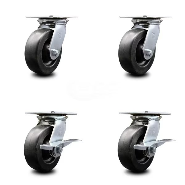 6 Inch Polyolefin Swivel Caster Set with Ball Bearings 2 Brakes, Service Caster, Mfr#: SCC-35S620-POB-2-SLB-2