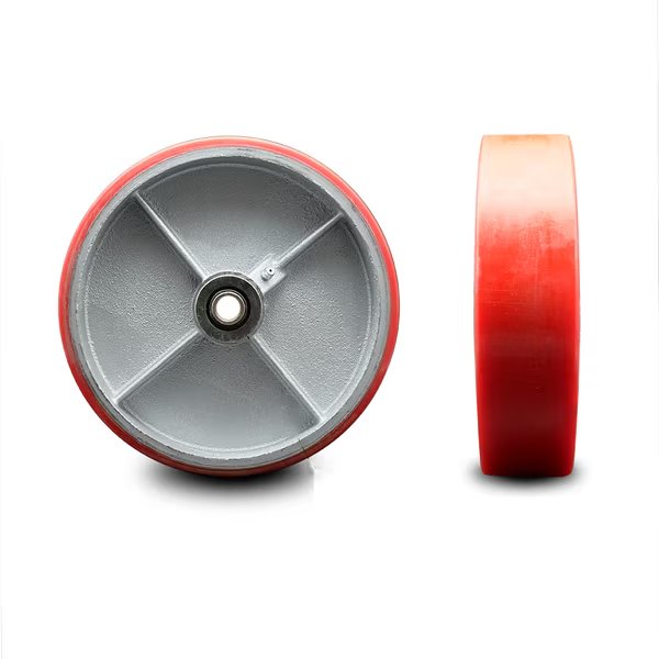 SCC-8" Red Poly on Cast Iron Wheel Only w/Roller Bearing-1/2" Bore-1400 lb Cpty, Service Caster, Mfr#: SCC-PUR820-RS