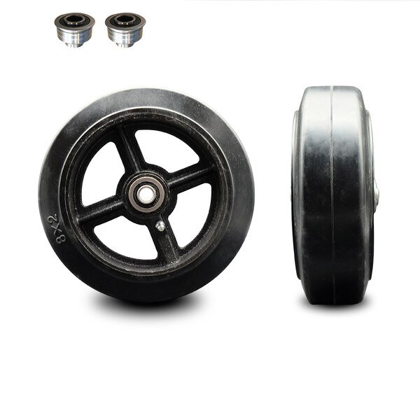 SCC -8" Rubber on Cast Iron Wheel Only w/Ball Bearing-1/2" Bore-650 lbs Capacity, Service Caster, Mfr#: SCC-RSB820