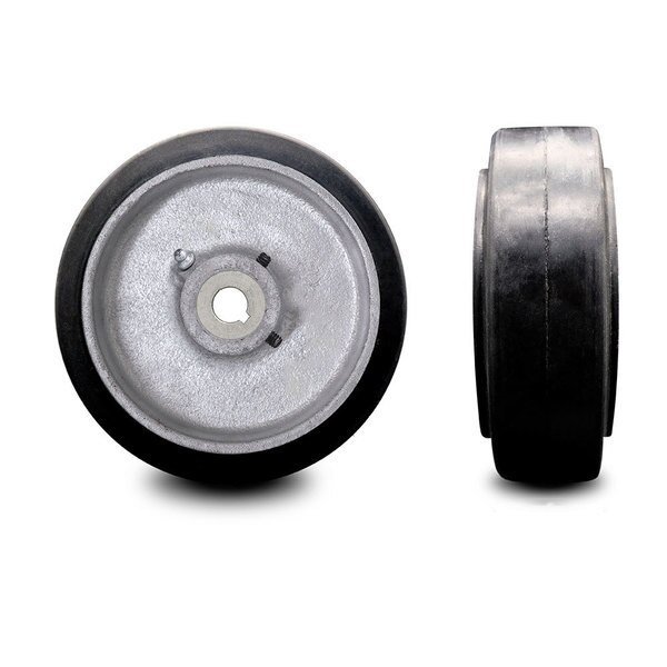 10" x 3" Rubber Tread on Cast Iron Keyed Drive Wheel - 22mm Bore-, Service Caster, Mfr#: SCC-RSS1030-22MM-KW-2SS