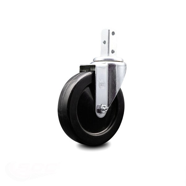 5 Inch Soft Rubber Wheel Swivel 7/8 Inch Square Stem Caster, Service Caster, Mfr#: SCC-SQ20S514-SRS-78