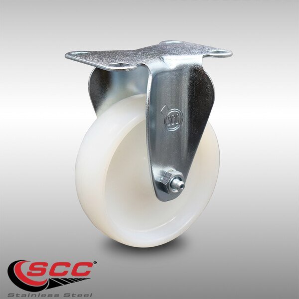 4 Inch SS Nylon Wheel Rigid Top Plate Caster, Service Caster, Mfr#: SCC-SS20R414-NYS
