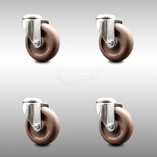 4 Inch 316SS High Temp Glass Filled Nylon Wheel Swivel Bolt Hole Caster Set SCC, Service Caster, Mfr#: SCC-SS316BH20S414-GFNSHT-4