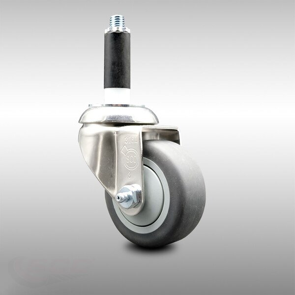 3 Inch 316SS Thermoplastic Rubber Wheel Swivel 7/8 Inch Expanding Stem Caster, Service Caster, Mfr#: SCC-SS316EX20S314-TPRB-78