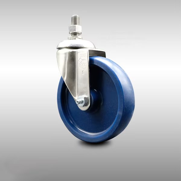 5 Inch 316SS Solid Polyurethane Wheel Swivel ½ Inch Threaded Stem Caster SCC, Service Caster, Mfr#: SCC-SS316TS20S514-SPUS-121315