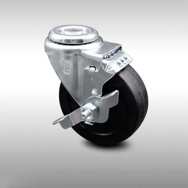 4 Inch SS Soft Rubber Wheel Swivel Bolt Hole Caster with Brake, Service Caster, Mfr#: SCC-SSBH20S414-SRS-TLB