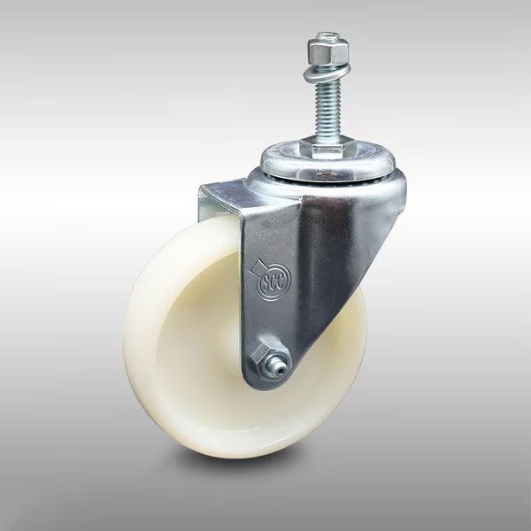 4 Inch SS Nylon Wheel Swivel 10mm Threaded Stem Caster Wheel, Service Caster, Mfr#: SCC-SSTS20S414-NYS-M1015