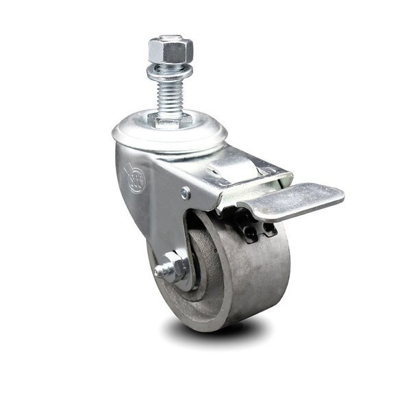 Semi Steel Swivel TS Caster w/Roller Bearing-3" Wheel&12MM Stem w/Total Lock BRK, Service Caster, Mfr#: SCC-TSTTL20S315-SSR-M1215