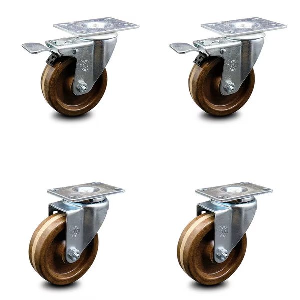 4 Inch High Temp Phenolic Wheel Swivel Top Plate Caster Total Lock Brakes, 2PK, Service Caster, Mfr#: SCC-TTL20S414-PHRHT-2-S-2