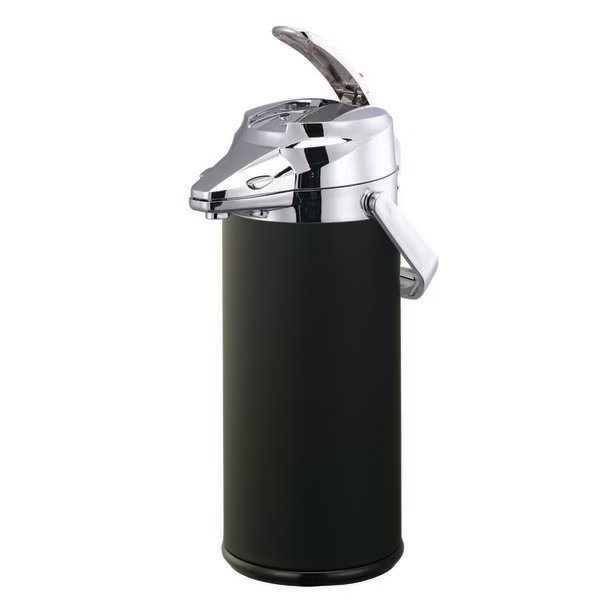 Airpot with Lever Lid, 2.5 Liter, Stainless vacuum insulated. Black, Service Ideas, Mfr#: ENALS22SCHBL