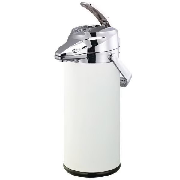 Airpot with Lever Lid, 2.5 Liter, Stainless vacuum insulated. White, Service Ideas, Mfr#: ENALS22SCHWH