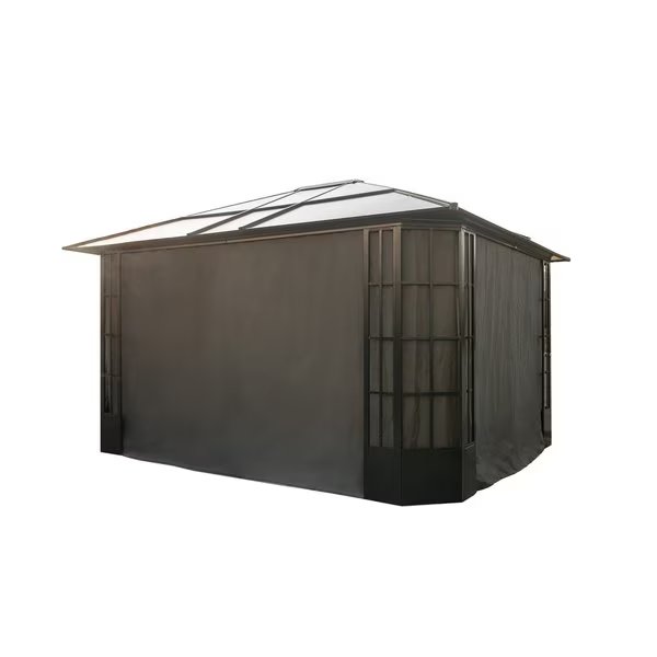 Grey Curtains for Savino Gazebo, 10 ft. x 12 ft., Polyester, Outdoor Shades, Sojag, Mfr#: 135-9167214