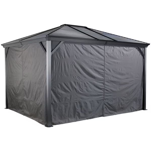 Grey Curtains for Ventura Gazebo, 10 ft. x 10 ft., Polyester, Outdoor Shades, Sojag, Mfr#: 135-9161397