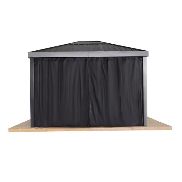 Skylight Black Spun Polyester Curtains 10 ft. x 12 ft., Sojag, Mfr#: 135-9168846
