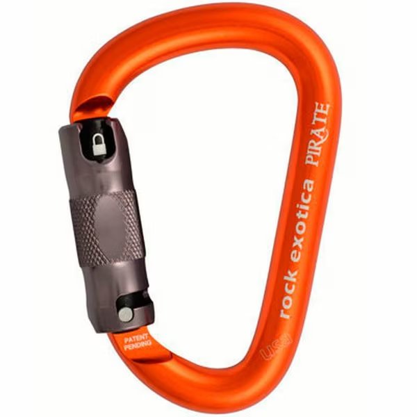 Carabiner Pirate Auto Lock Gold & Orange, Rock Exotica, Mfr#: 32371