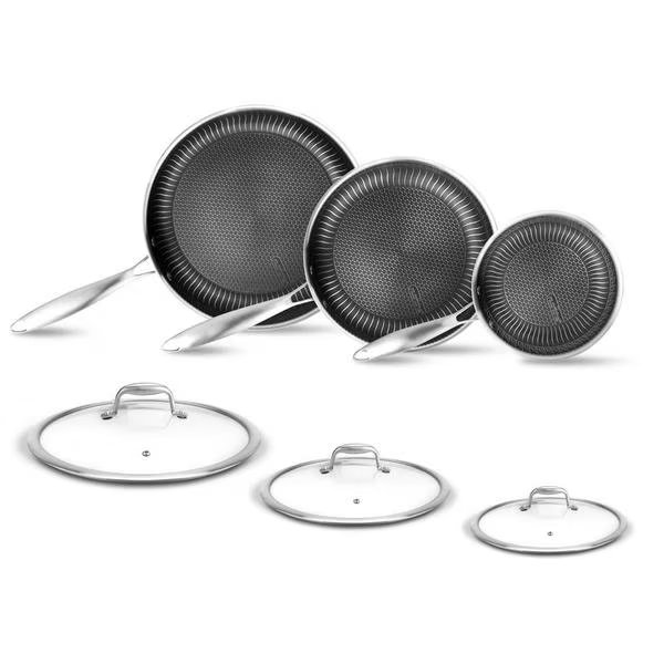 3Pcs Triply S.Steel Fry Pan Set, Nutrichef, Mfr#: NC3PFRY3