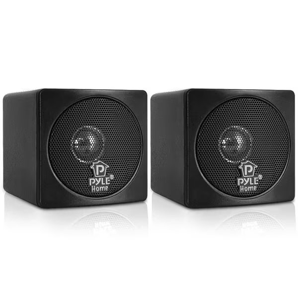 3'' 100 Watt Black Mini Cube Bookshelf Speaker In Black (Pair), Pyle, Mfr#: PCB3BK