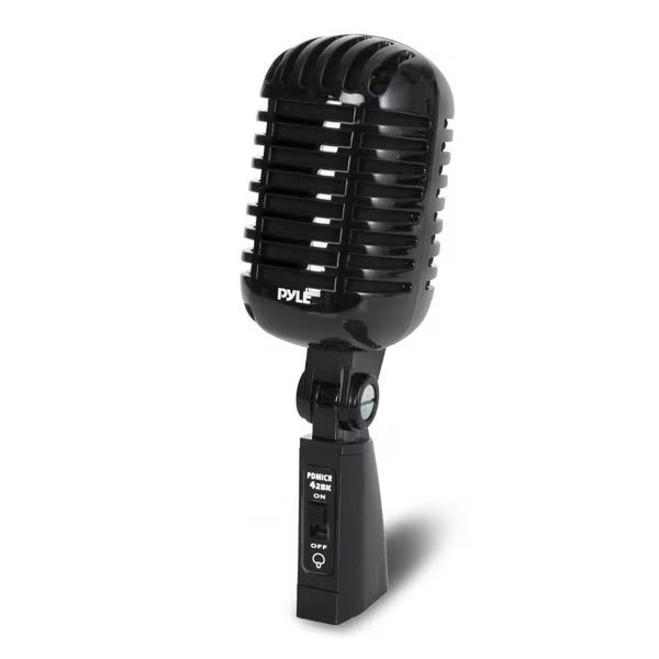 Plastic Retro Microphone (Black), Pyle, Mfr#: PDMICR42BK