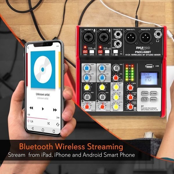 4-Ch. Bluetooth Studio Mixer, PMXU48BT, Pyle, Mfr#: PMXU48BT