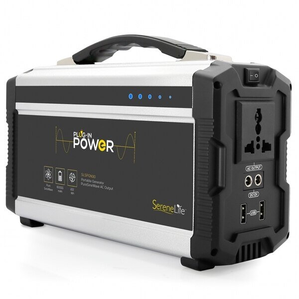 Portable Generator, Battery Powered, 250 W Rated, Electric Start, 120V AC/12V DC/5V DC, 5/3.1 A, Serenelife, Mfr#: SLSPGN30