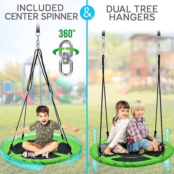 Flying Fun Toy Swing - Indoor/Outdoor Hanging Rope Swinging Seat Spinner (Green), Serenelife, Mfr#: SLSWNG100GN