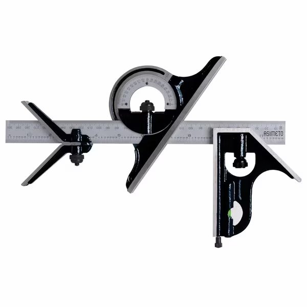 12"/300mm 4pc Combination Square Set, Asimeto, Mfr#: 7490208