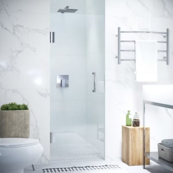 Passion 24" by 72" Frameless Hinged Shower Door in Chrome with Handle, Anzzi, Mfr#: SD-AZ8075-01CH