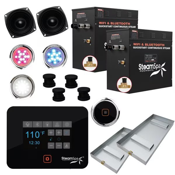 Wifi and Bluetooth 24kW Steam Bath Generator in Matte Black, Steamspa, Mfr#: BKT2400MK-A