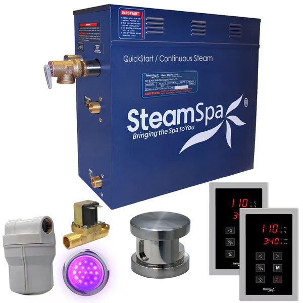 Royal 7.5 KW Bath Generator with Auto Drain in Brushed Nickel, Steamspa, Mfr#: RYT750BN-A