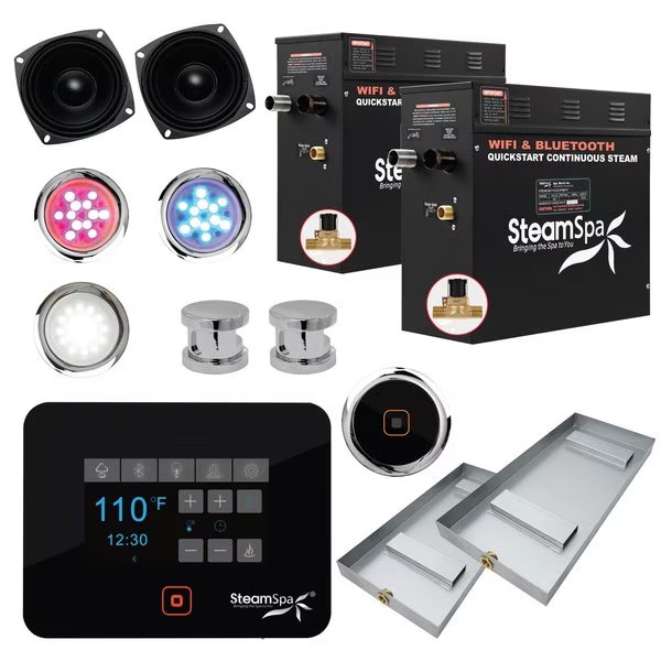 Wifi and Bluetooth 15kW Steam Bath Generator in Polished Chrome, Steamspa, Mfr#: BKT1500CH-A