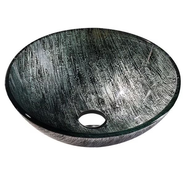 Amalfi Round Glass Vessel Bathroom Sink with Stellar Grey Finish, Anzzi, Mfr#: LS-AZ903