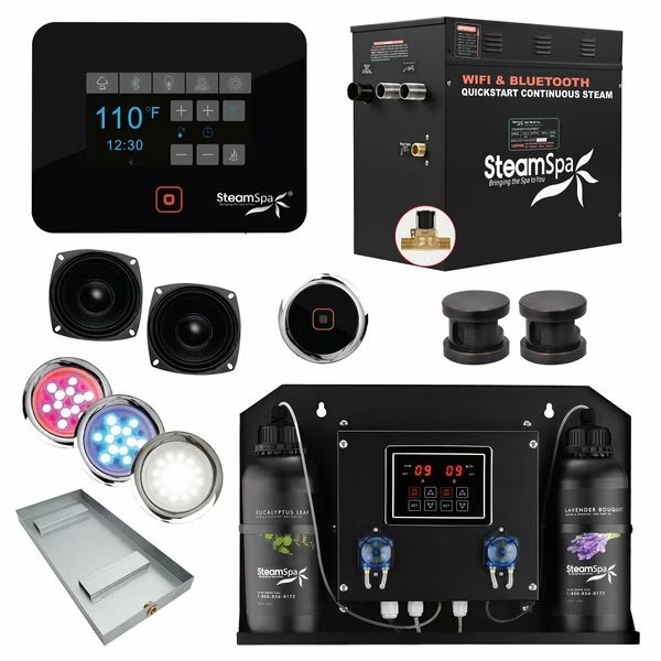10.5kW QuickStart Steam Bath Generator with Dual Aroma Pump in Oil Rubbed Bronze, Steamspa, Mfr#: BKT1050ORB-ADP