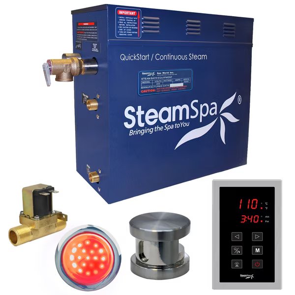 Indulgence 9 KW Bath Generator with Auto Drain-Brushed Nickel, Steamspa, Mfr#: INT900BN-A