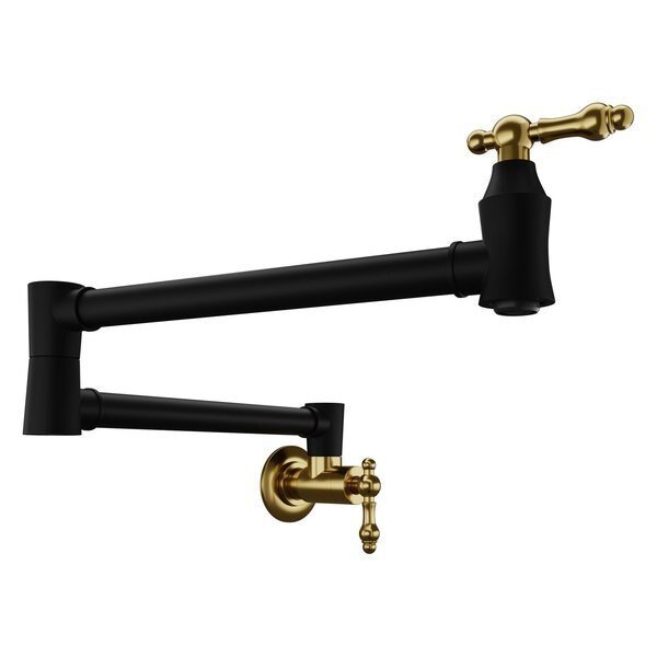 Marca 24 in. Dual Swivel Pot Filler in Matte Black Brushed Gold, Anzzi, Mfr#: KF-AZ259MBBG