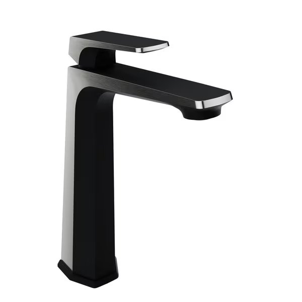 1-Handle Bathroom Vessel Sink Faucet in Matte Black and Brushed Nickel, Anzzi, Mfr#: L-AZ904MB-BN