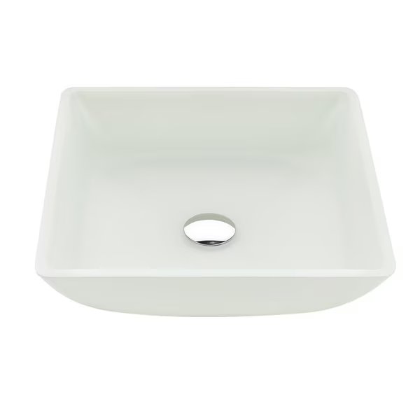 Solstice Square Glass Vessel Bathroom Sink with White Finish, Anzzi, Mfr#: LS-AZ912