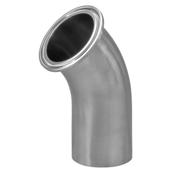 2-1/2" BPE Tri-Clamp x Long Tangent Weld 45 Deg. Elbow - 316SS SF4, Steel & Obrien, Mfr#: S2KKW-2.5-PM-316