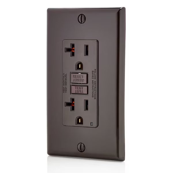 GFCI Receptacle, 20A, 125Vac, 5-20R, Brown, Leviton, Mfr#: GFNT2