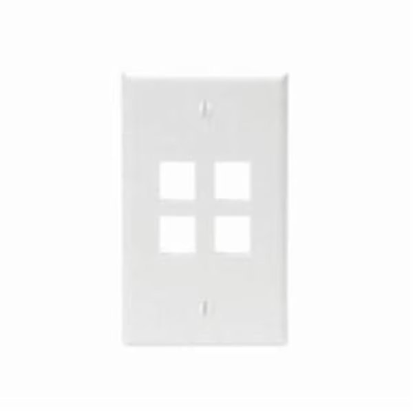 4-Port Wallplate Unloaded, 1-Gang Use W/Snap-In Modules, Quickport WH, Leviton, Mfr#: 41080-4WP