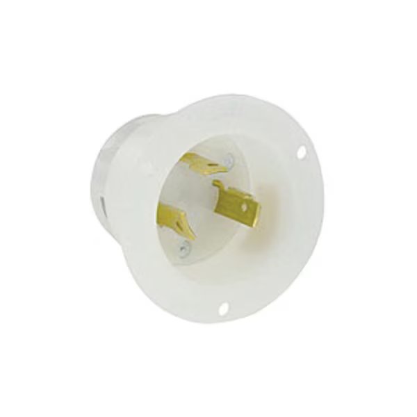30A Flanged Inlet Locking Receptacle 2P 3W 125V, Leviton, Mfr#: 2615