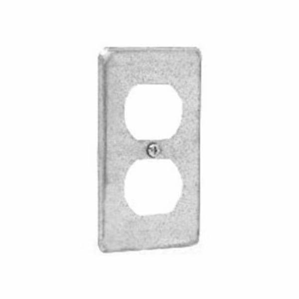 Electrical Box Cover, 2 Gang(s), Rectangular, Galvanized Steel, Duplex Receptacle Cover, Mulberry, Mfr#: 10002