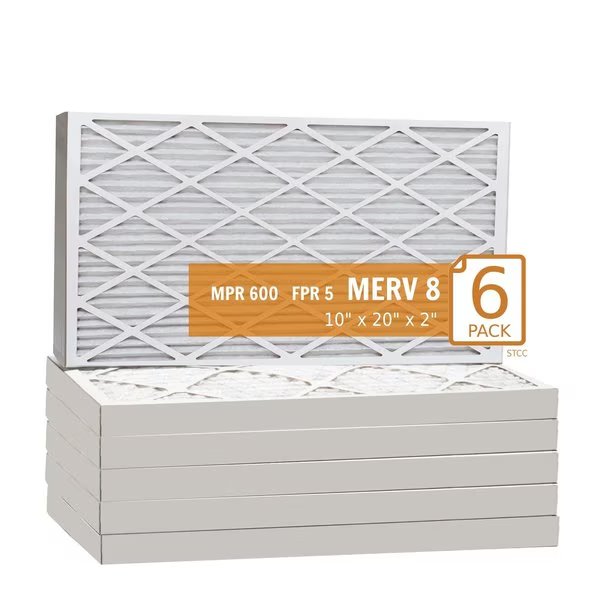 Air Filter, 10x2x2 Key Pleat  - MERV 8 (6 Pack), Purolator, Mfr#: 10x20x2x1 KP (6 Pack)
