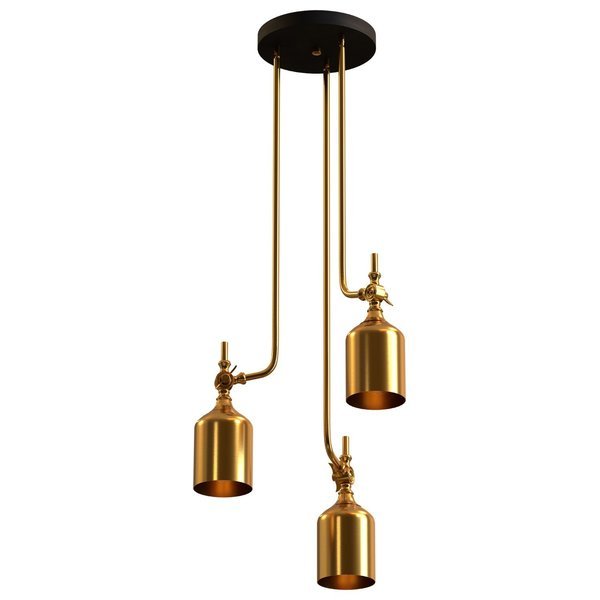 Santo 3-Light Pendant Fixture, Adjustable Brush Gold Shades w/Gold Down Rods, E26, 60W Max, Dimmable, Ambiate, Mfr#: AL10013P3